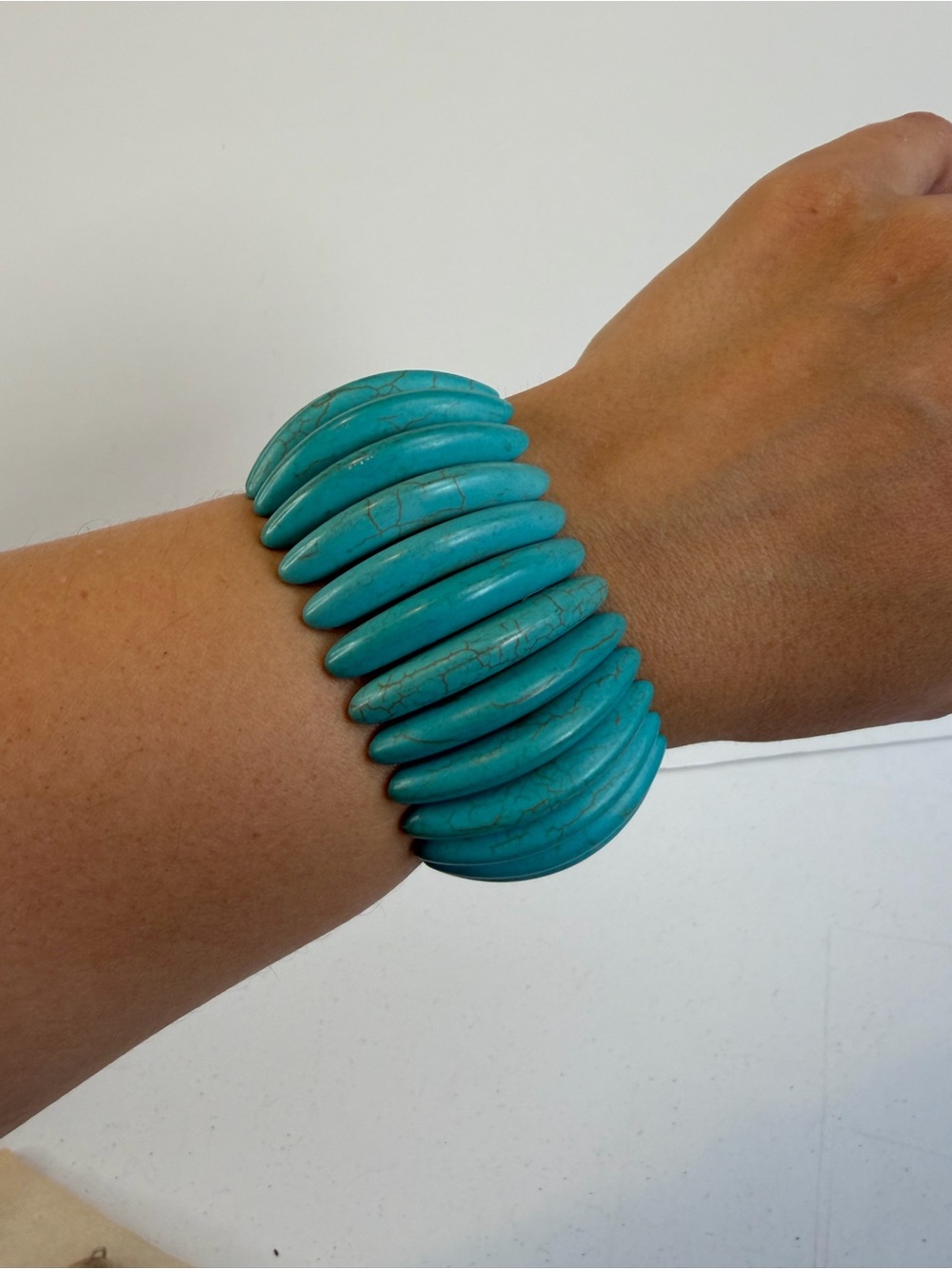 Vintage Turquoise Chunky Beaded Stretch Bracelet Boho Western Southwest Jewelry